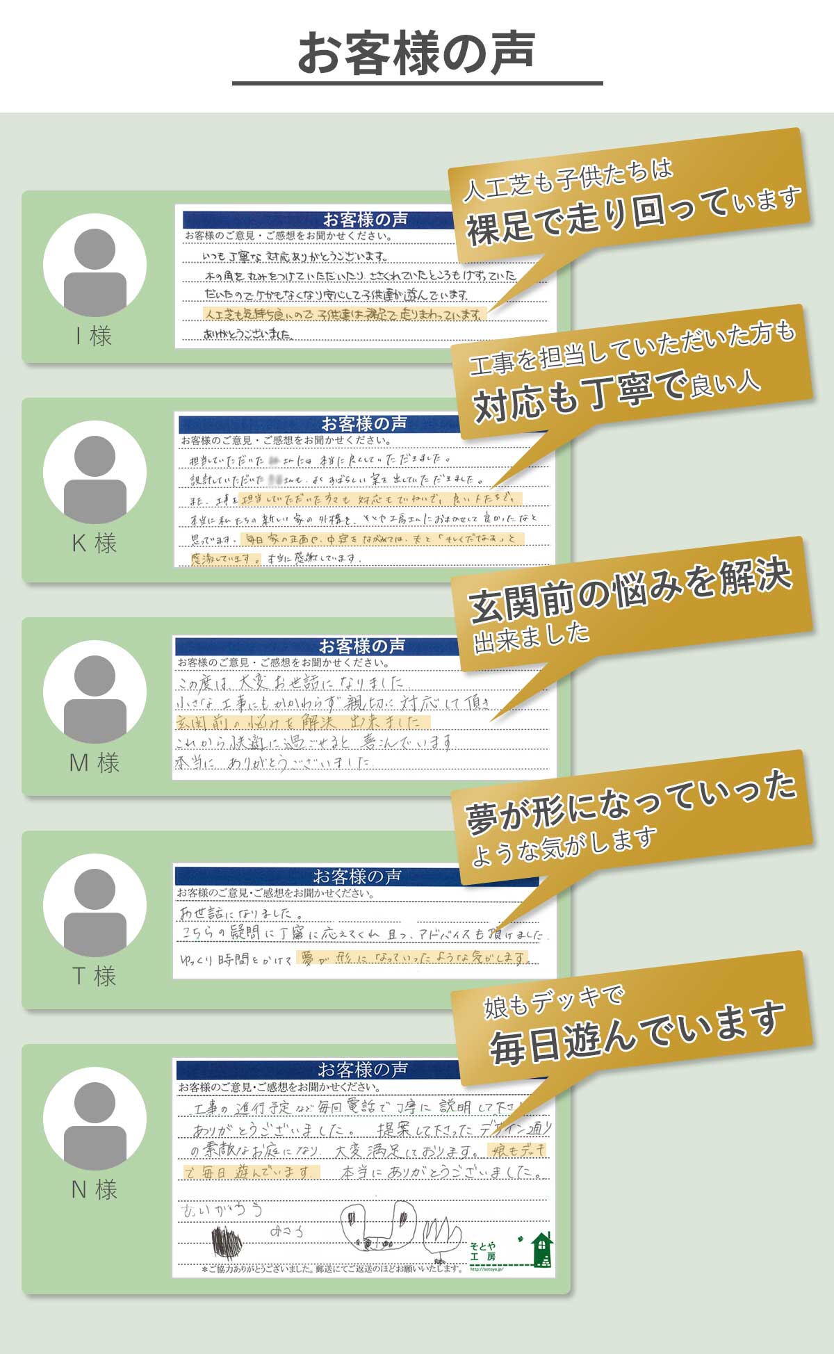 嬉しいお客様の声がたくさん届いています