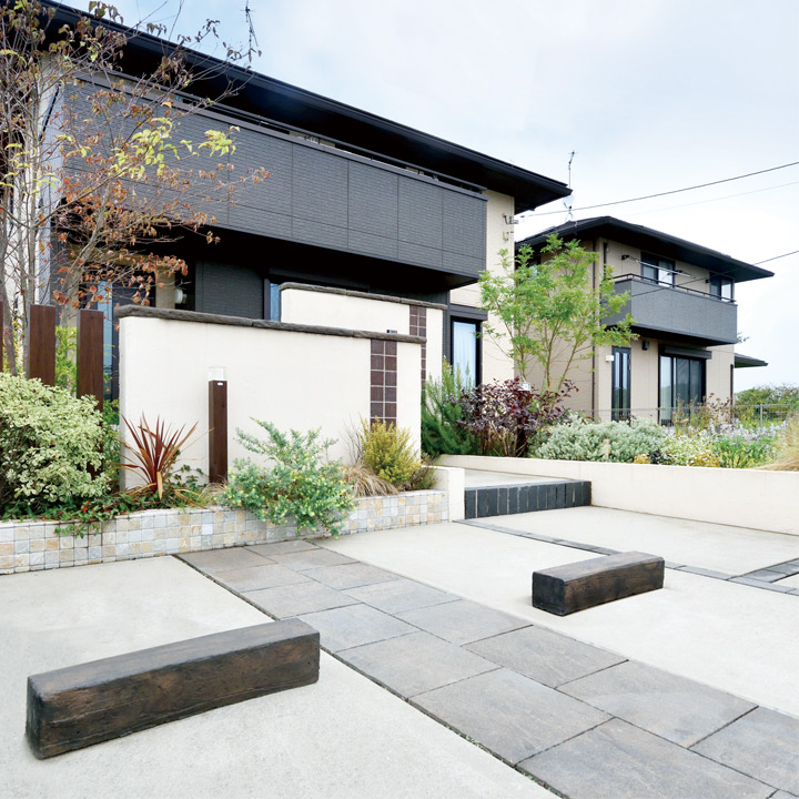 【コンクリート製車止め】「ウッディスリーパー 2本組セット」