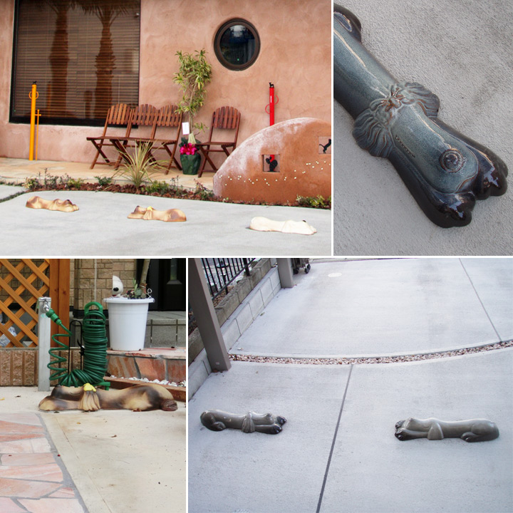 陶器の車止め「アニマルカーストッパー 2体セット」