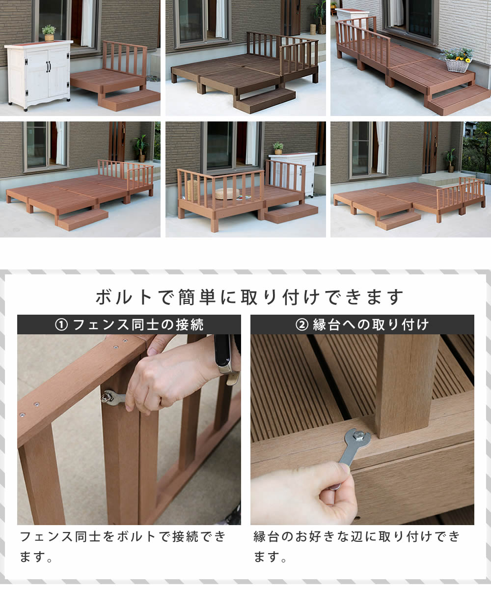  「人工木ウッドデッキ ecofeel（エコフィール）ステップ 2台セット」