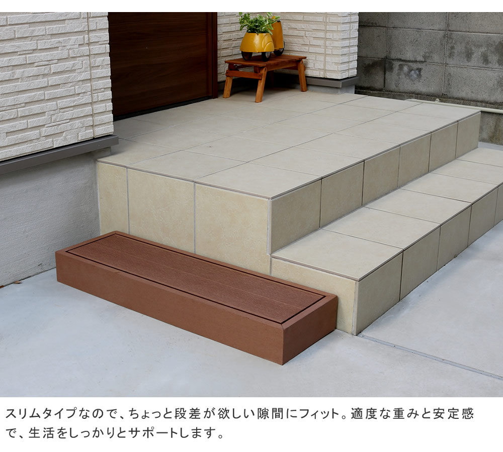 「人工木ウッドデッキ ecofeel（エコフィール）ステップ 2台セット」