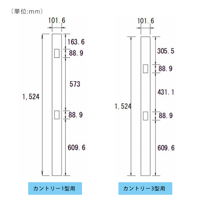 ホワイトフェンス用「ポスト」＜カントリー1型／3型＞