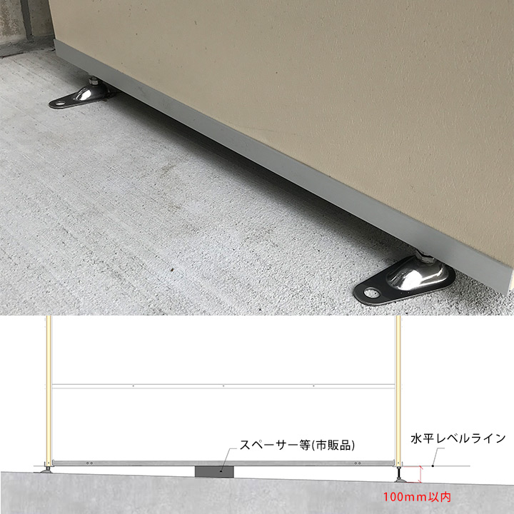 屋外物置 傾斜 脚「メタルシェッド TM3用 アジャスターセット」