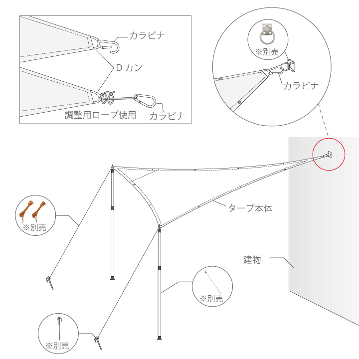 本体別売り「tende テンデ ナス型カラビナ（環なし）」