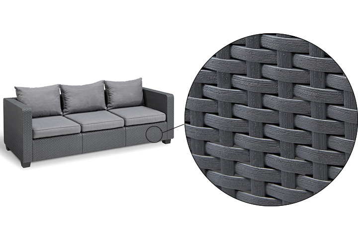 樹脂製ラタン調ファニチャー「ケター（KETER） サルタ 3シーター ソファ（3 SEATER SOFA）」
