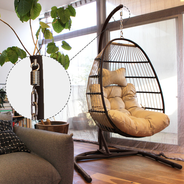 「折りたたみ式ガーデン TANFLY ハンギングチェア」クッション付き