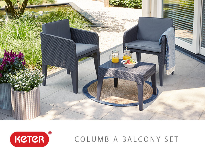 樹脂製ラタン調ファニチャー「ケター（KETER） コロンビア バルコニー3点セット （Columbia balcony set） 」