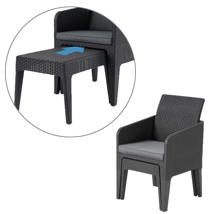 樹脂製ラタン調ファニチャー「ケター（KETER） コロンビア バルコニー3点セット （Columbia balcony set） 」