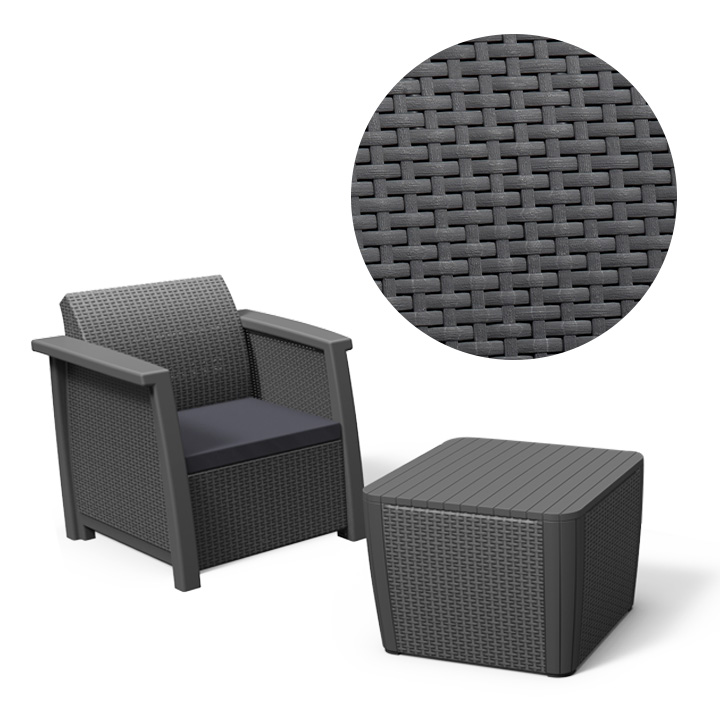 「ケター（KETER） フリーモント 収納付きガーデンテーブル＆ソファ 4点セット （FREMONT 4SET） グラファイト」