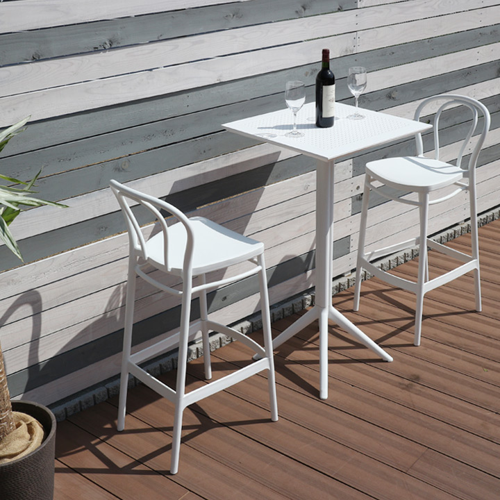 「SE エスイー スカイ フォールディング テーブル 60×60cm ＆ ヴィクター バーチェア SH75cm 3点セット」