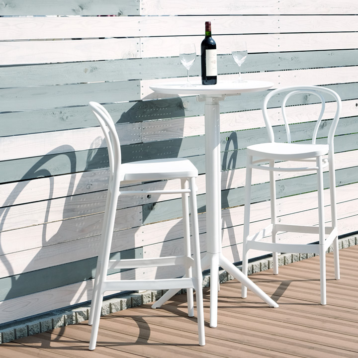 「SE エスイー スカイ フォールディング ラウンドバーテーブル Φ60cm ＆ ヴィクター バーチェア SH75cm 3点セット」