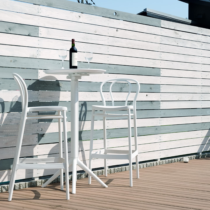 「SE エスイー スカイ フォールディング ラウンドバーテーブル Φ60cm ＆ ヴィクター バーチェア SH75cm 3点セット」