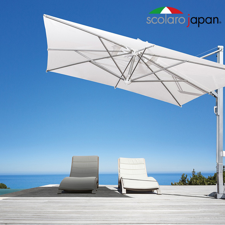 イタリア スコラロ社製 （Scolaro社） 大型パラソル「ガリレオ イノックス ＆ 専用ベース セット」