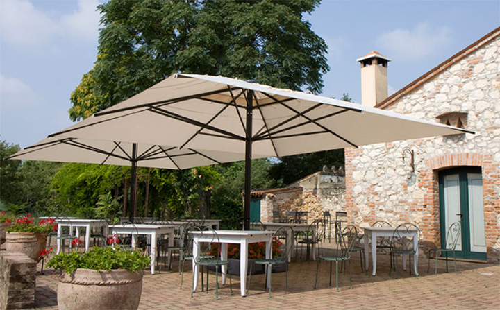 イタリア スコラロ社製 （Scolaro社） 大型パラソル「カプリ 5050 ＆ ポット型ウエイトベース セット」