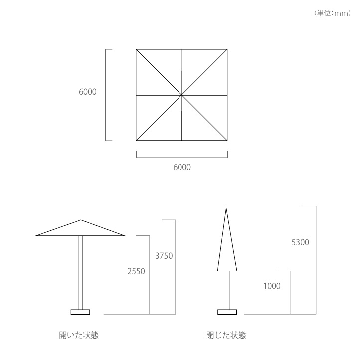イタリア スコラロ社製 （Scolaro社） 大型パラソル「カプリ 6060 ＆ ポット型ウエイトベース セット」