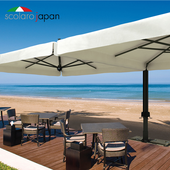 イタリア スコラロ社製 （Scolaro社） 大型パラソル「アルダブル ＆ ポット型ウエイトベース セット」