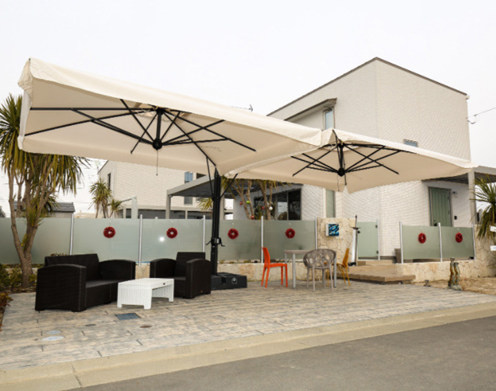 イタリア スコラロ社製 （Scolaro社） 大型パラソル「アルダブル ＆ ポット型ウエイトベース セット」