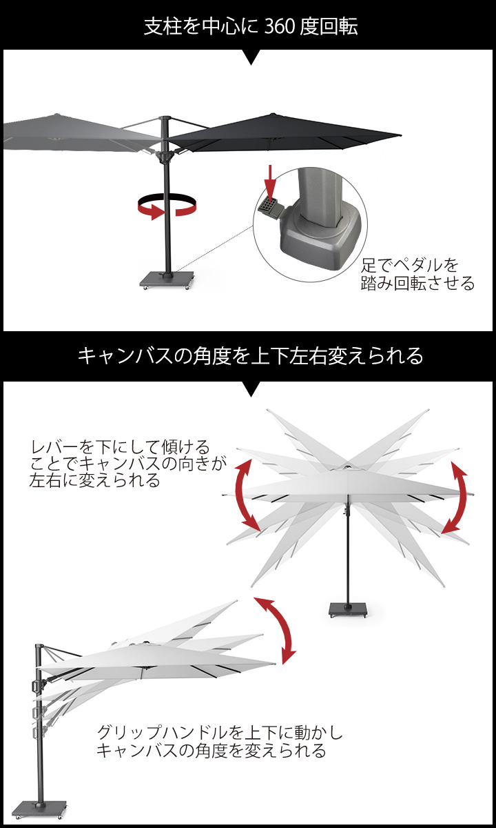 「「プラチナム（Platinum） チャレンジャー（Challenger） T2　大型パラソル 3x3ｍ」※土台別売り」