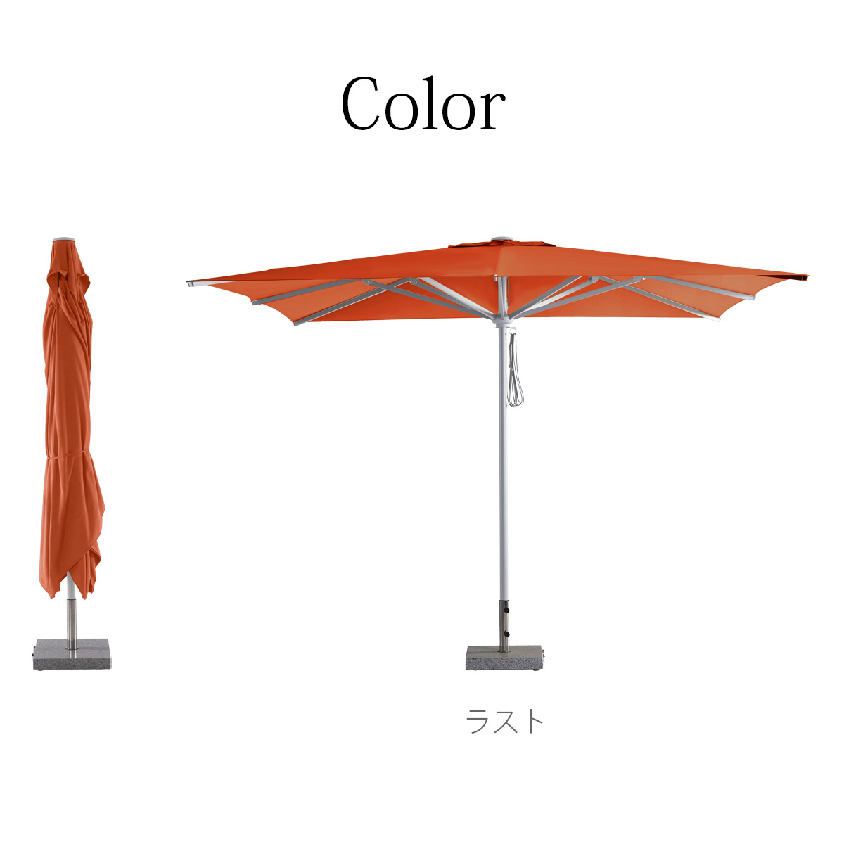 傘のカラーは渋みを帯びた色合いのラストを採用。