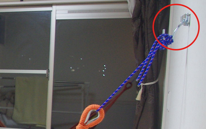 壁や梁の側面の設置用フック「CUハンモック用 取り付け金具セット1」