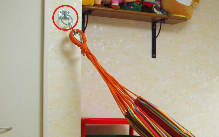 壁や梁の側面の設置用「CUハンモック用 取付金具セット2」