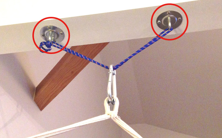 壁や梁の水平面への設置用金具「CUチェアハンモック用 取付金具セット5」