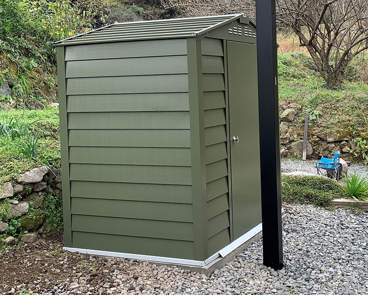 収納 シングルドア 屋外物置「メタルシェッド TM1 HF SD アペックスルーフ」