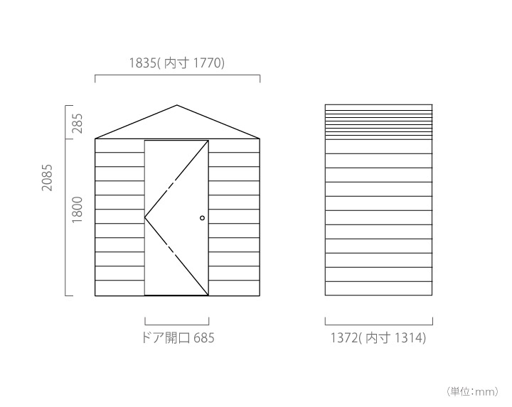 収納 シングルドア 屋外物置「メタルシェッド TM1 HF SD アペックスルーフ」