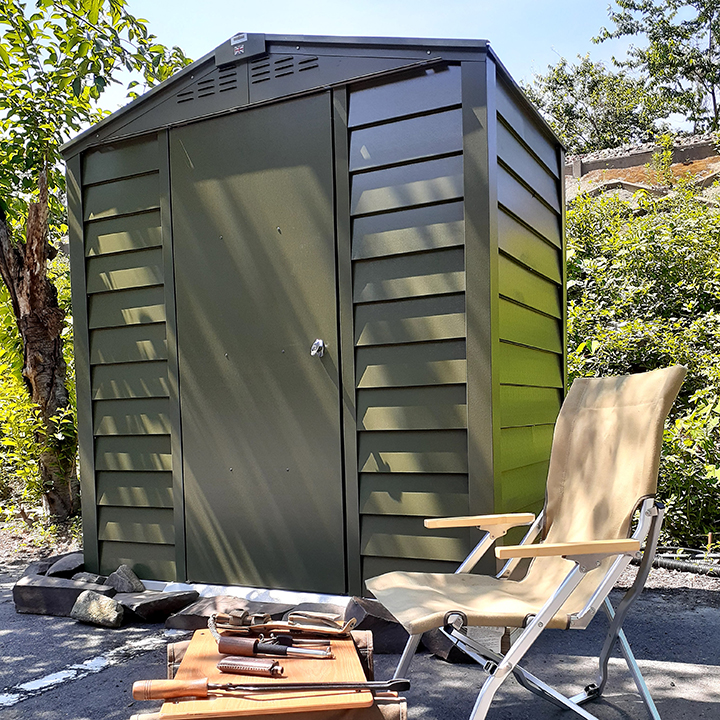 収納 シングルドア 屋外物置「メタルシェッド TM6 SD アペックスルーフ」