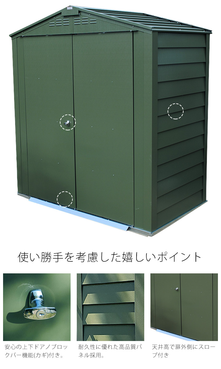 大型 シングルドア 屋外物置「メタルシェッド TM1 SD アペックスルーフ」