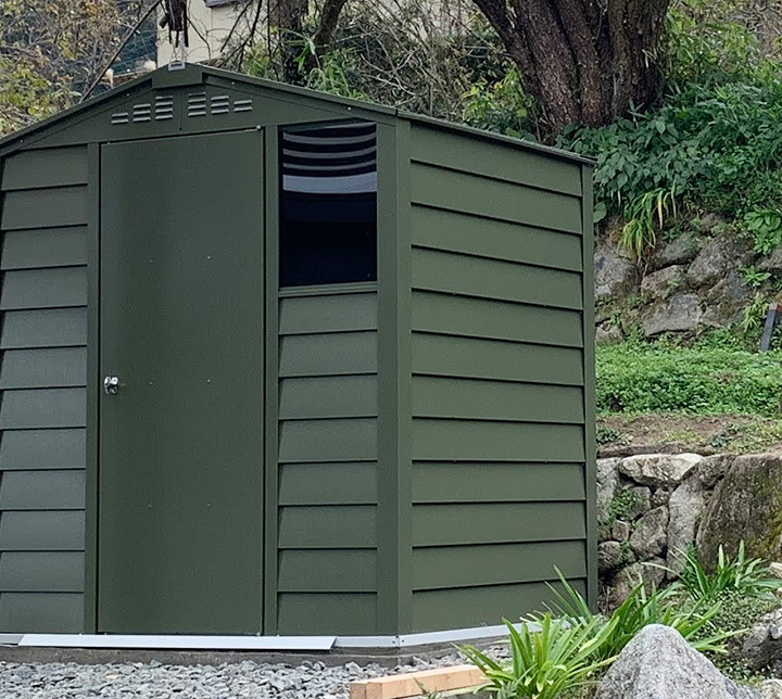 セット商品「メタルシェッド TM1HF SD ハーフ シングルドア オリーブグリーン & 窓キット」
