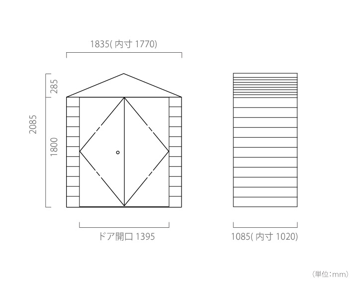 英国製 屋外物置「メタルシェッド TM6 DD（ダブルドア）」アペックスルーフ 切妻屋根 観音開き