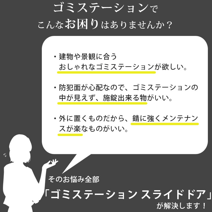 中型ゴミ集積庫「ゴミステーション スライドドア03 片開き扉 黒ZAM 1720L」 ※法人宛配送限定 （SN）
