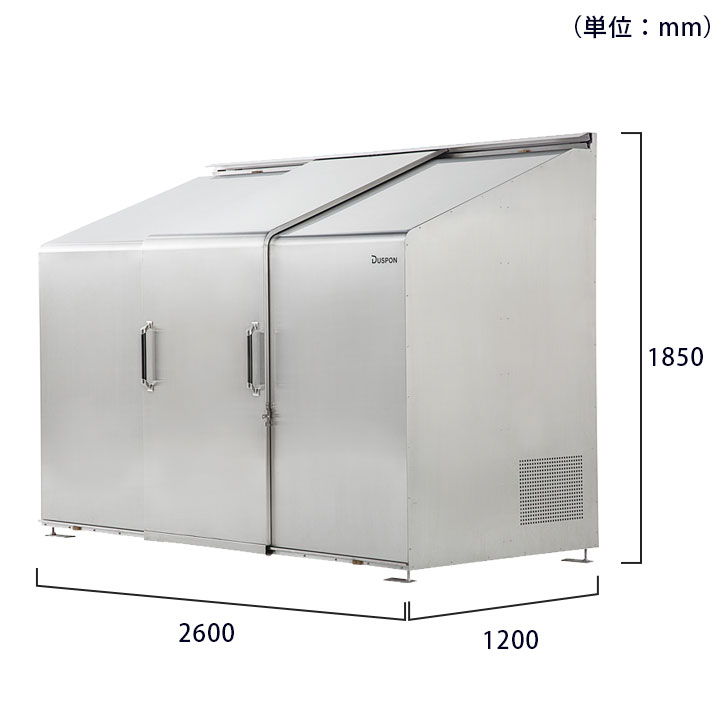 大型ゴミ集積庫「ゴミステーション スライドドア06 両開き扉 ステンレス 5200L」 ※法人宛配送限定、チャーター便（SN）