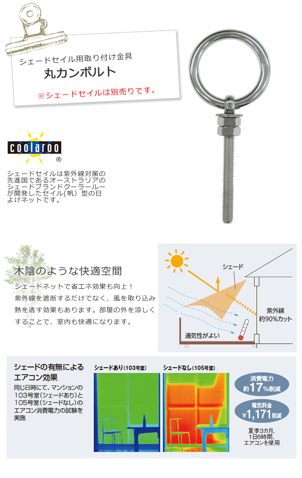 「シェードセイル用　丸カンボルト」