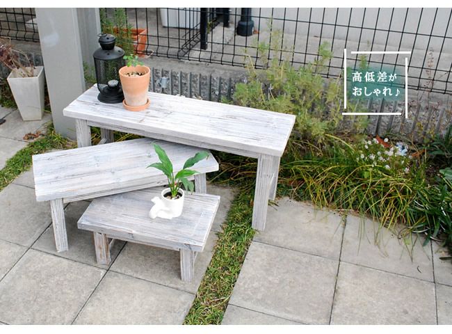 ホワイトスツール風花台3点セットロータイプYT-406080SS