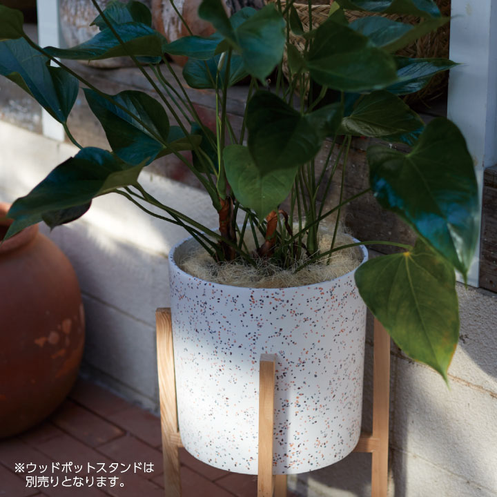 「プラニッタナ（Planeterna） シリンダー 鉢カバー」 直径38cm 高さ38cm 30L（13号鉢相当） マーブル/スパークルホワイト/スパークルブラック