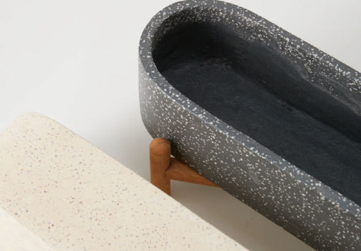 「ククイノックス（QUINOX） オブロング」幅65cm ライトベージュテラゾ/グレーテラゾ