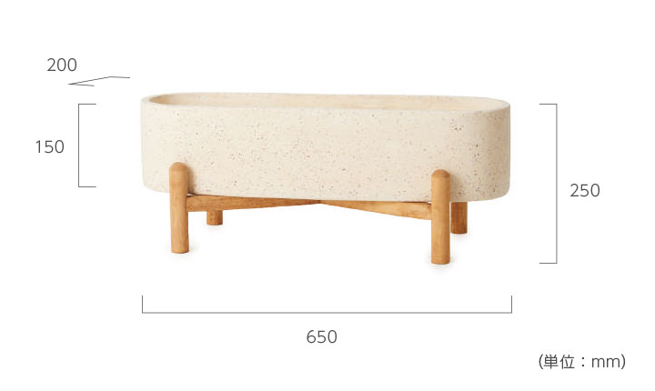 「ククイノックス（QUINOX） オブロング」幅65cm ライトベージュテラゾ/グレーテラゾ