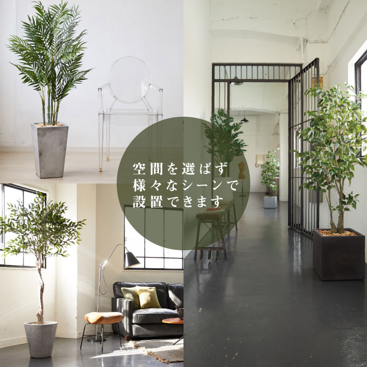 グリーン×プランターセット「w/g ファーン×Cube」[高さ155cm・人工樹木・人工観葉植物]