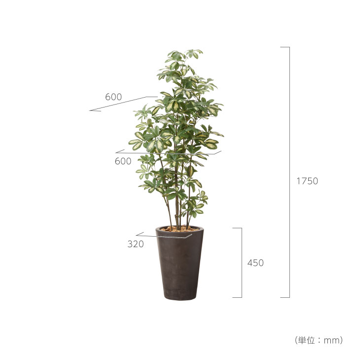 グリーン×プランターセット「w/g シェフレラ×Tall Round」[高さ175cm・人工樹木・人工観葉植物]