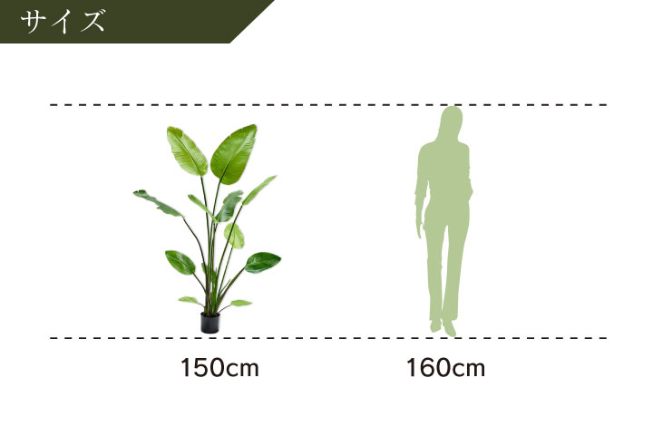 大型 フェイクグリーン「ストレリチア 150cm シルカ（Silk-ka）」おしゃれ リアル 人工観葉植物 草花 インテリアグリーン 極楽鳥花