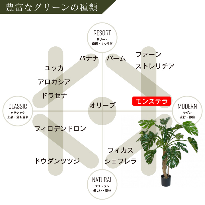 モンステラ 135cm（MONSTERA GREEN 135 cm） 126405 シルカ（Silk-ka）