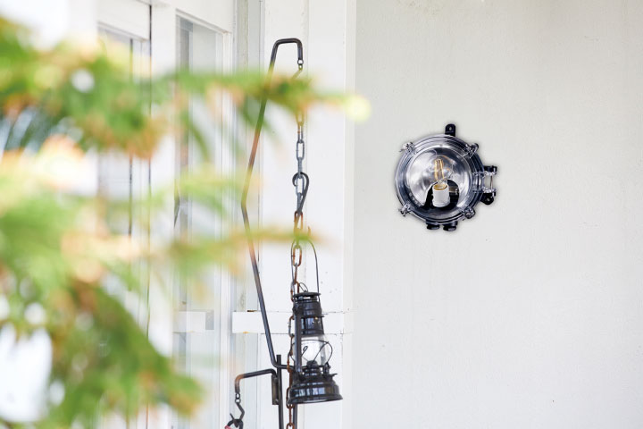 マリンランプ LED電球付「アートワークスタジオ（ARTWORKSTUDIO） ネイビーベース フラットトップウォールランプ（Navy base-flat top wall lamp） コードなし/屋内・屋外兼用」