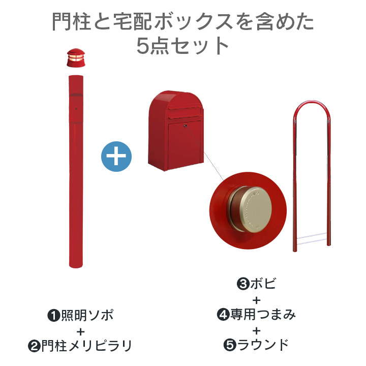 「門柱メリシリーズソポと郵便ポストボビのセット」