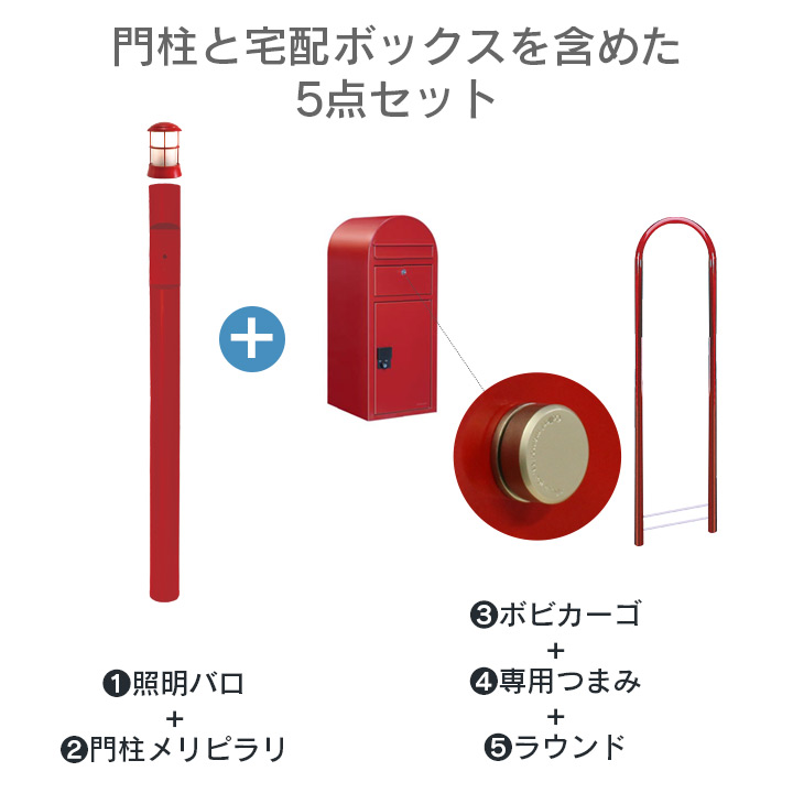 「門柱メリシリーズソポと宅配ボックスボビカーゴのセット」