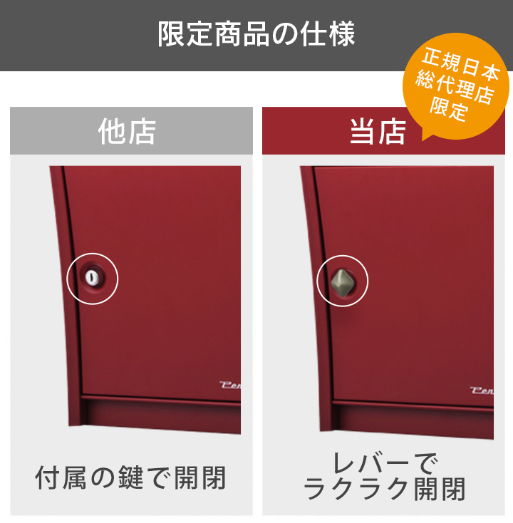 つまみに交換できる 壁掛ポスト 「ペンネ社 （Penne） 壁掛け郵便ポスト STEELY スティーリー （レバー付き）」
