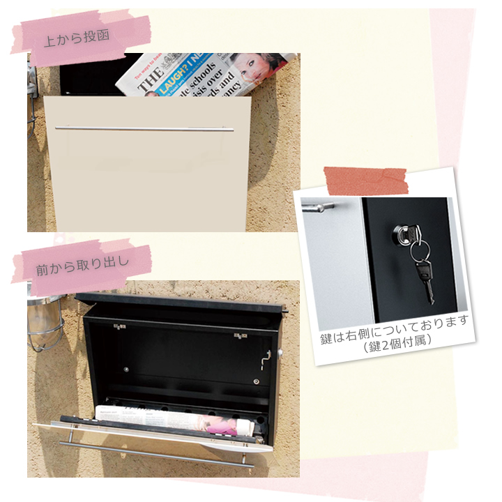 壁掛けタイプの郵便ポスト 「ノイエキューブ 木目タイプ」