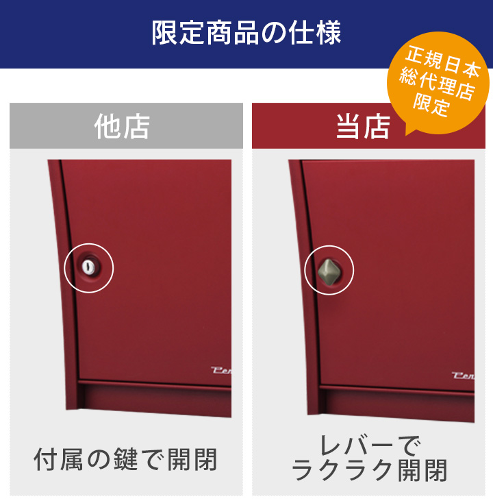 つまみに交換できる 壁掛ポスト 「ペンネ社 （Penne） 壁掛け郵便ポスト STEELY スティーリー （レバー付き）」