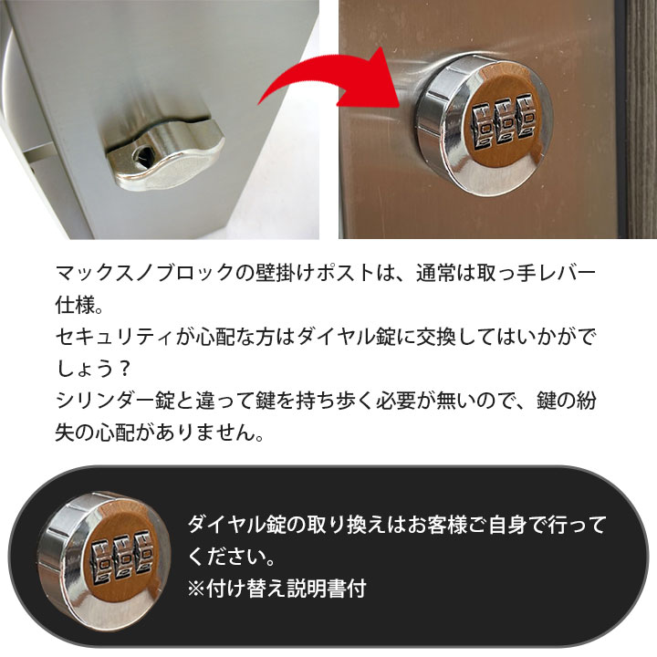 「マックスノブロック用ダイヤル錠（壁掛け用）」 ※郵便ポスト別売り
